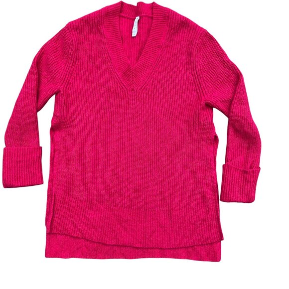 Athleta Shasta Pink Cyclamen Wool Blend Sweater Lagenlook Oversized Barbiecore-M - Picture 15 of 15